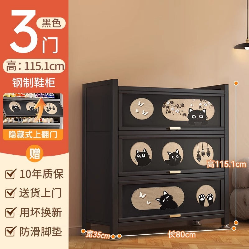 Steel shoe cabinet for home door entrance entrance wall-mounted medieval style storage large capacity storage storage cabinet shoe rack