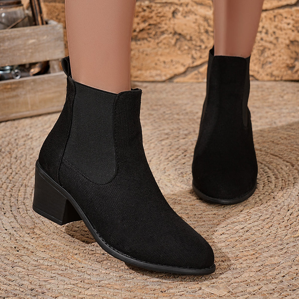 autumn winternew arrival british style mid-heeled fashion boots women's large size export suede elastic mouth boots wholesale