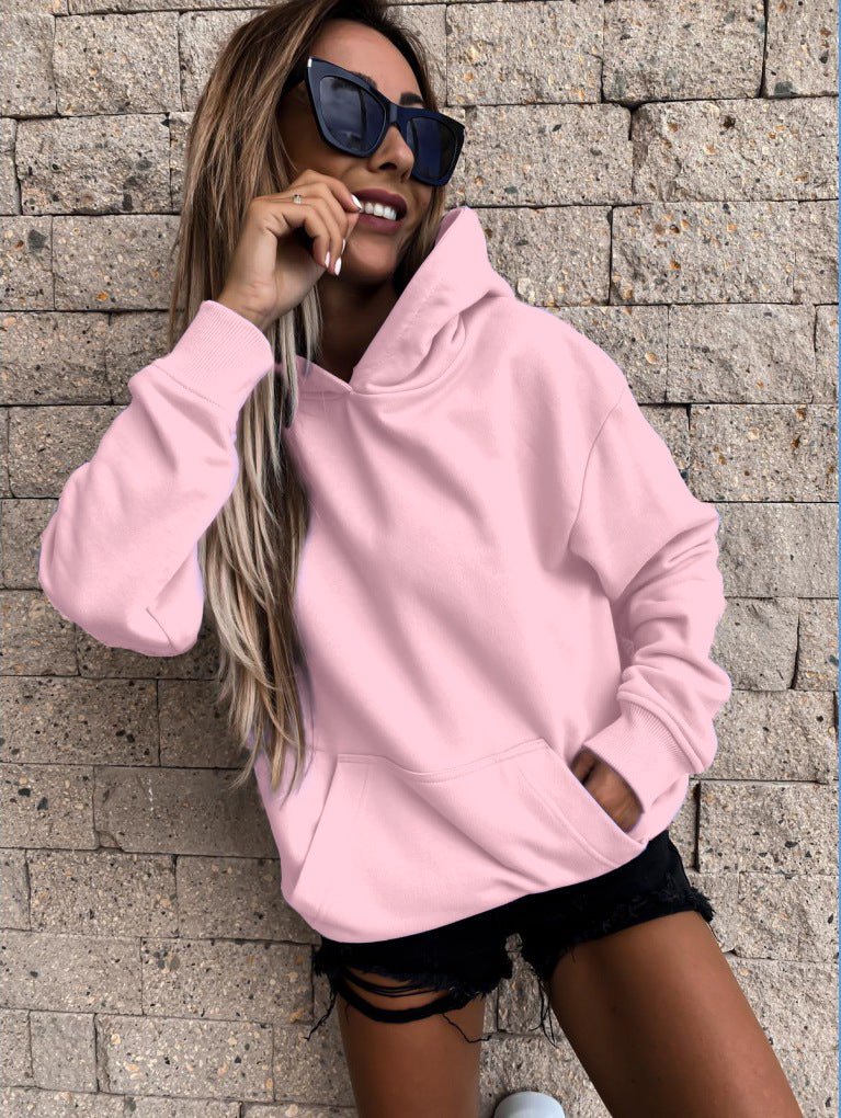 EBAY  explosion, autumn and winter long-sleeved solid color pullover hooded sweater top women's clothing