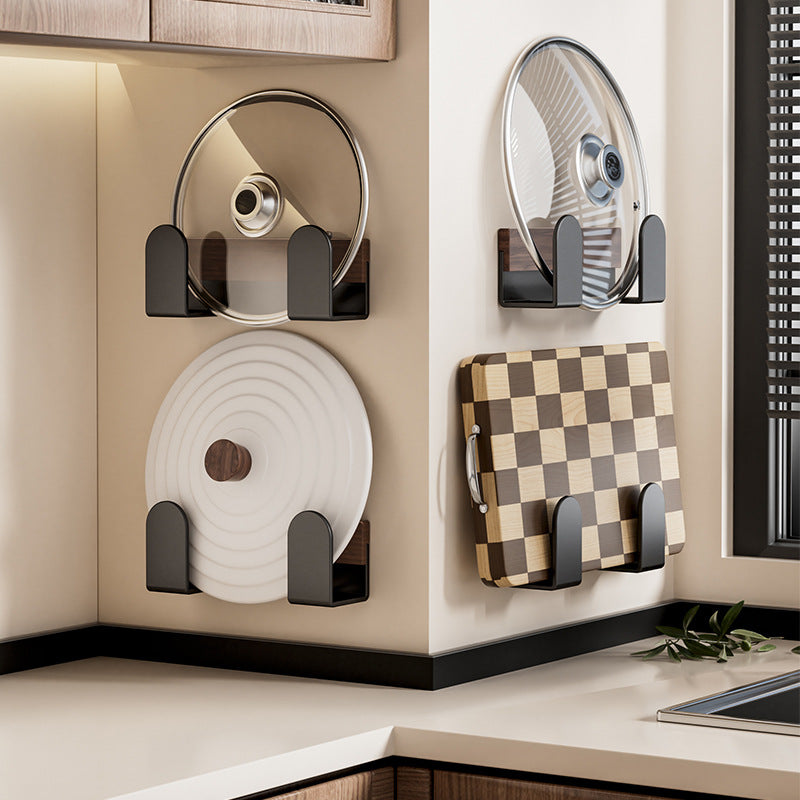 Walnut non-punching lid rack, kitchen rack, wall-mounted cutting board, cutting board, wall storage artifact rack