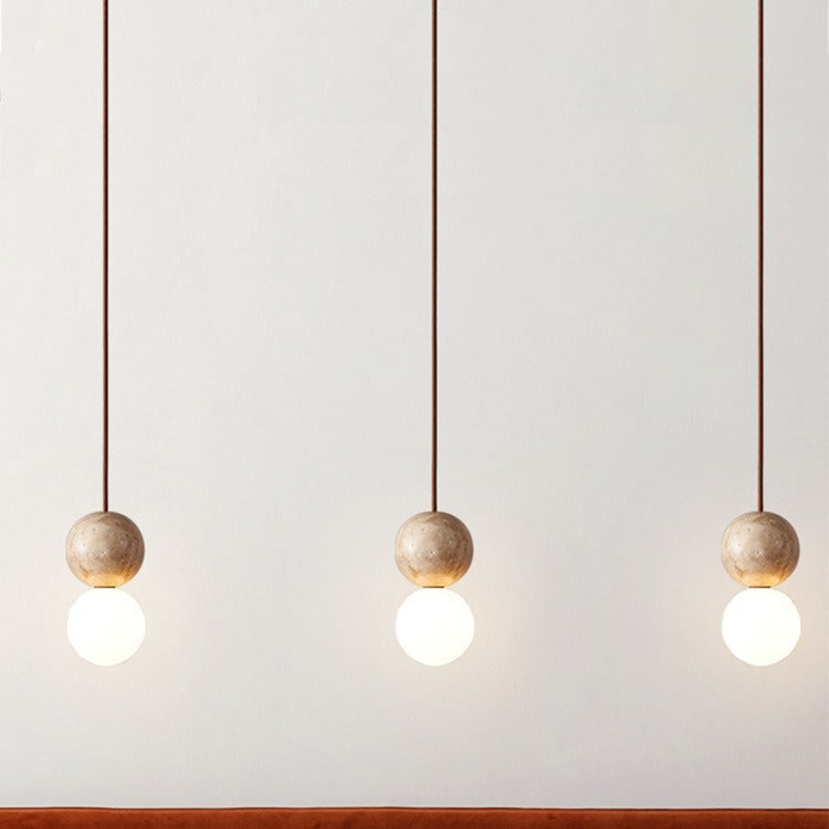 Yellow travertine cream wind bedroom bedside chandelier long line Internet celebrity Japanese-style wabi-sabi wind bar island retro lamps