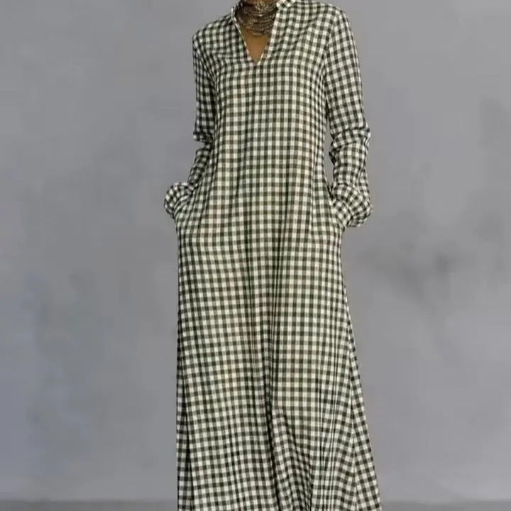 European and american cross-border  independent station y2 fashion women's plaid loose slimming look long knee-length shirt skirt casual