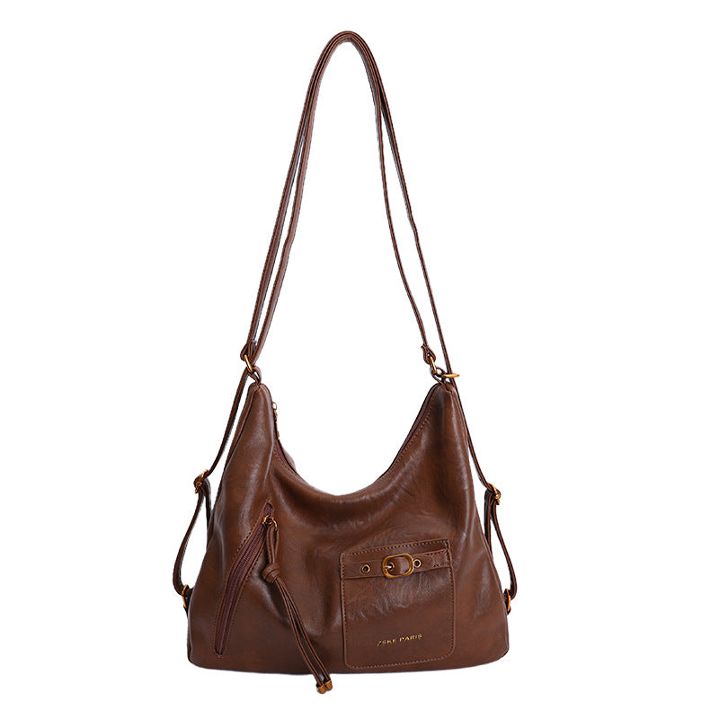 2025 retro multifunctional backpack women's bag new autumn and winter versatile crossbody bag large capacity commuter tote bag trendy