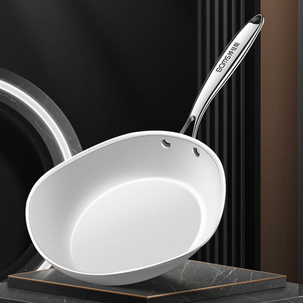 Ceramic frying pan, uncoated non-stick pan cooking breakfast steak omelette pan household gas stove wok