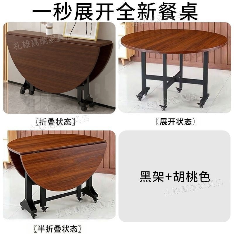Foldable dining table - large round table for living room, multi-functional home dining table, collapsible simple small apartment round dining table