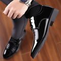 Glossy patent leather men's dress shoes - korean style business pointed toe formal casual british style men's shoes - wedding plus size men's shoes