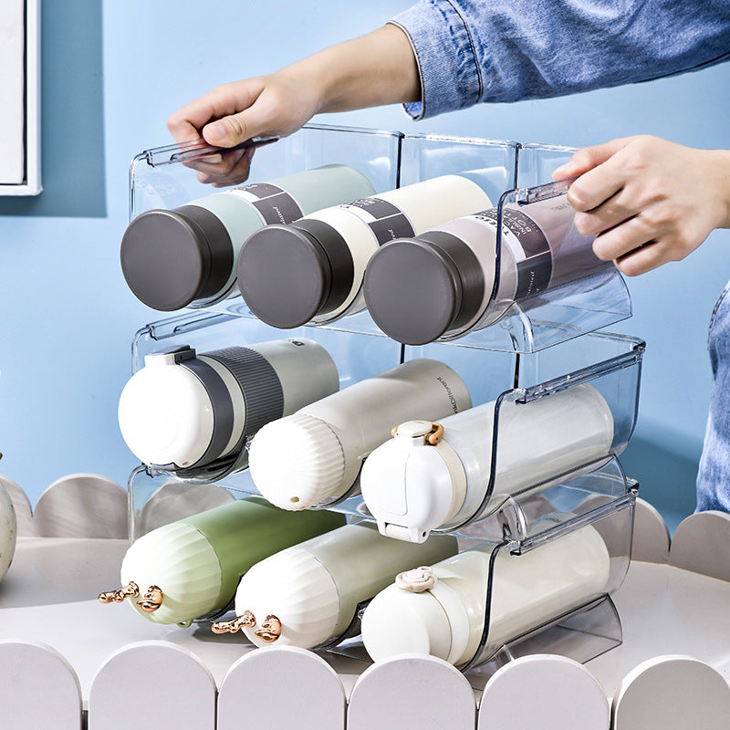 Wine Rack Refrigerator Storage Cabinet Shelf Cans Beverage Beer Finishing Display Rack Stackable Storage Rack