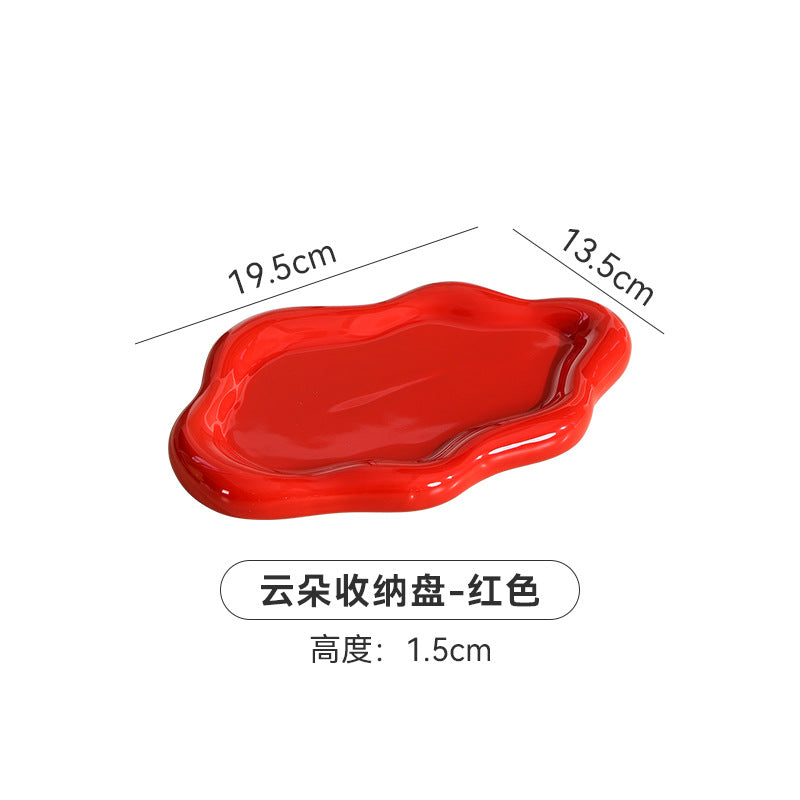 Creative irregular ceramic plate breakfast dessert plate minimalist cloud plate cute white ceramic tray