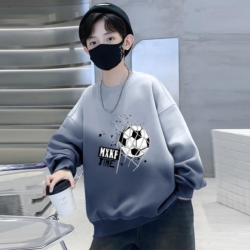Boys'  spring/autumn new collection: stylish and sporty sweatshirt for students - trendy, relaxed fit tee for older boys