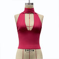 summer hot-selling european and american cross-border women's fashion: solid color sexy deep v backless slim-fit camisole top with tie neck