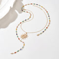 European and american cross-border sun pendant necklace, accessible luxury, high-end tassel eyes, long chain, colorful cold style clavicle chain