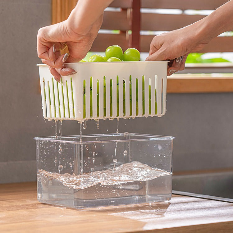 Simple European style household kitchen, fresh-keeping vegetables and fruits, refrigerator storage box, plastic box, light luxury design, food grade