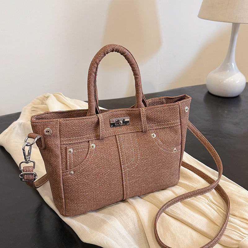 Autumn high-end messenger bag women's 2025 new creative fashion retro blue handbag trendy shoulder bag