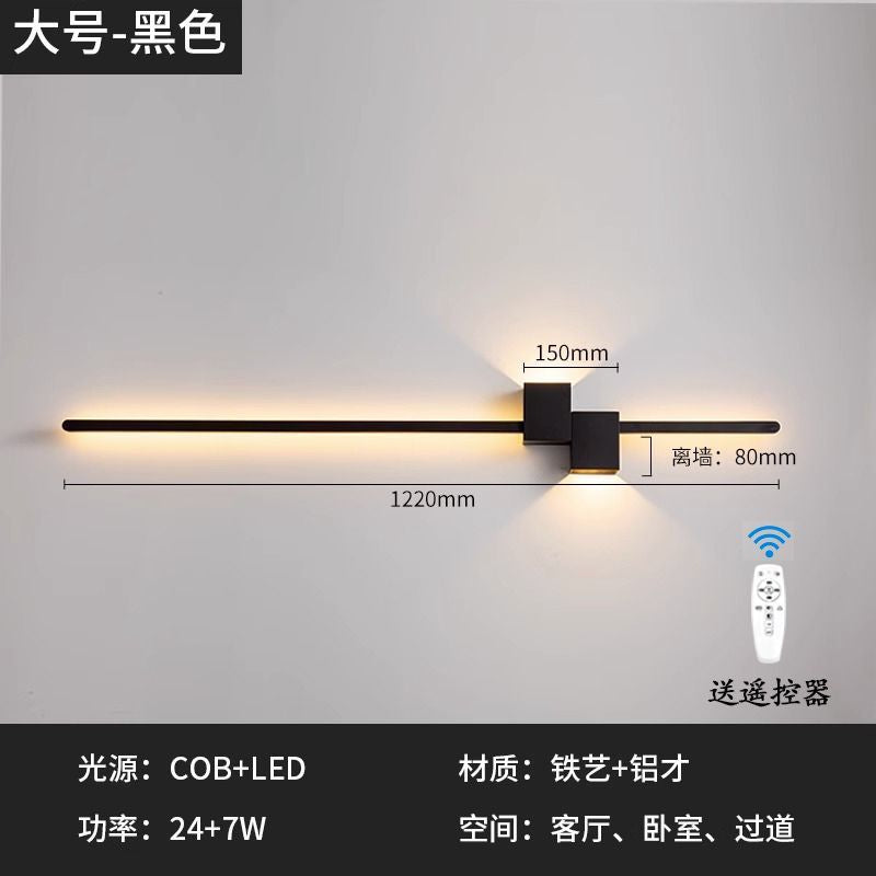 Wall lamp bench living room background wall grids modern casualnormcoreaccessible luxury one-shaped bedroom aisle bedside lamp