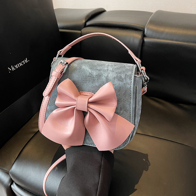 Foreign trade cute girl bow bag women's 2025 summer new versatile casual small square bag shoulder messenger bag