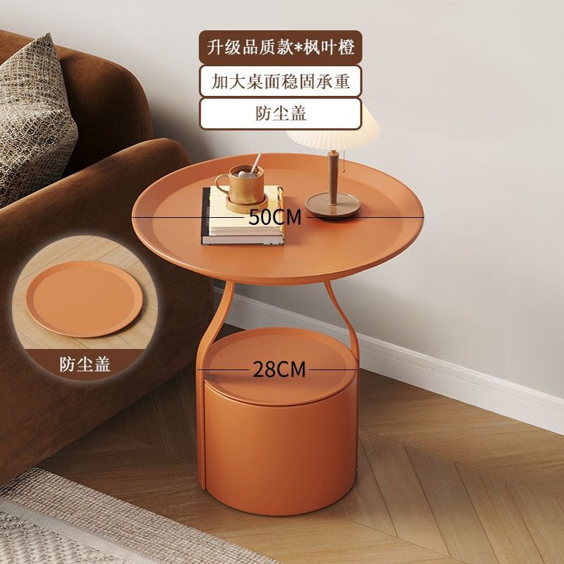 Accessible luxury sofa coffee table movable coffee table small apartment casual bedroom bedside study storage rack balcony round table