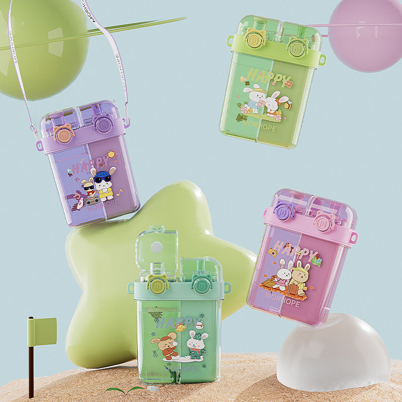 Kids sippy cup large capacity divided double drinking cup student high-looking portable cup girl summer portable drinking cup