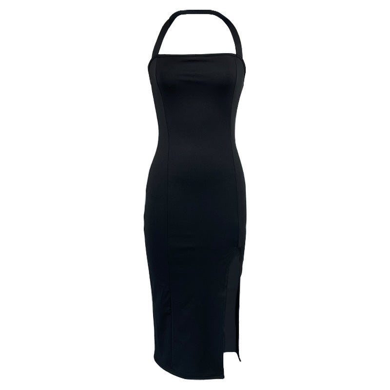 Source Factory Independent Station New Women's Clothing 2023 Summer European and American Temperament Elegant and Sexy Backless Neck Dress