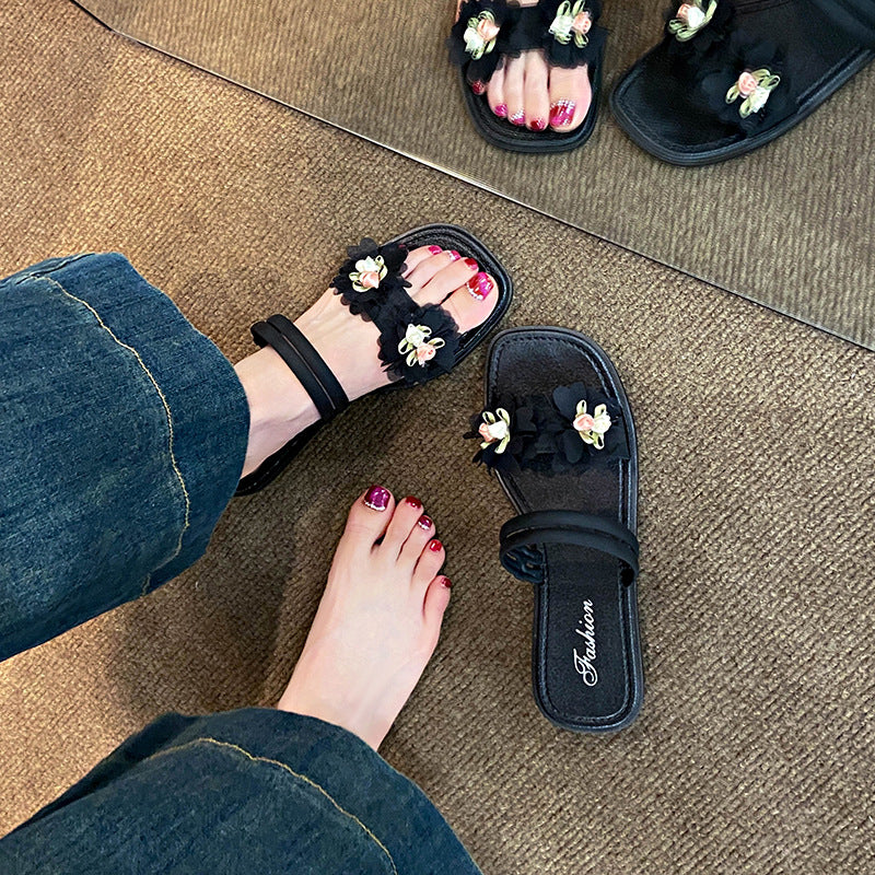 Summernew arrival two-wear sandals and slippers for women sweetflowersoutwear fairy style beautiful matching skirt beach slippers for women