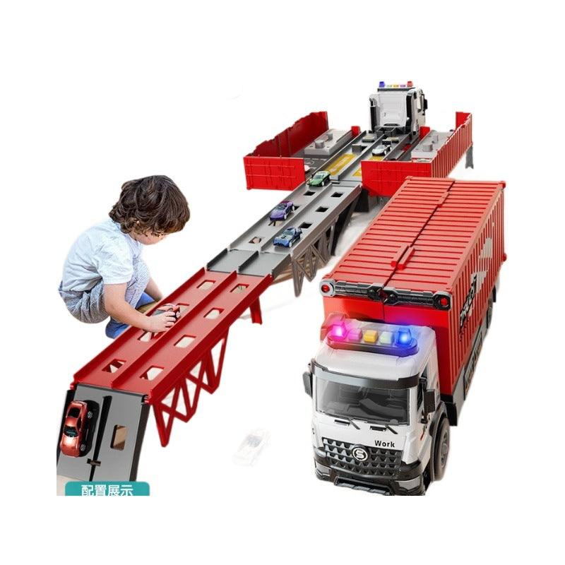 Children's transforming big truck track ejection car 6 storage container engineering vehicle container 8 boy toy 3 years old 5
