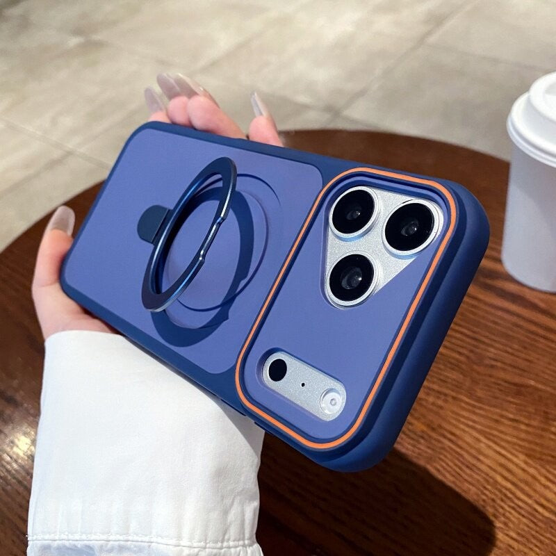 color frame large window suitable for iphone17pro mobile phone case apple 15 skin-like frosted magnetic holder