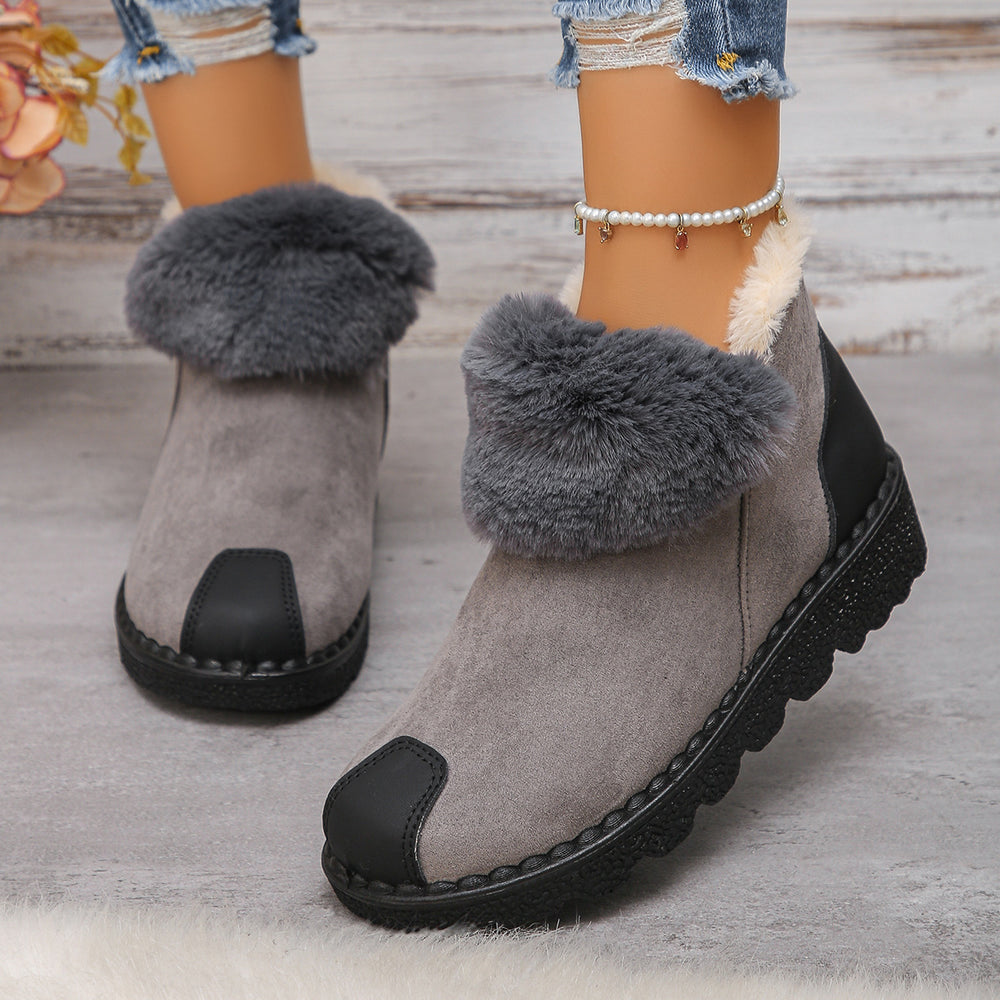 plus sizethick sole fur snow boots for women  winternew arrivalfleece-linedthickenedheattech snow boots for women