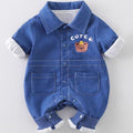 K-style khaki men's and women's baby denim baby jumpsuit rompers, long sleeves, spring & fall, cute clothes, trendy