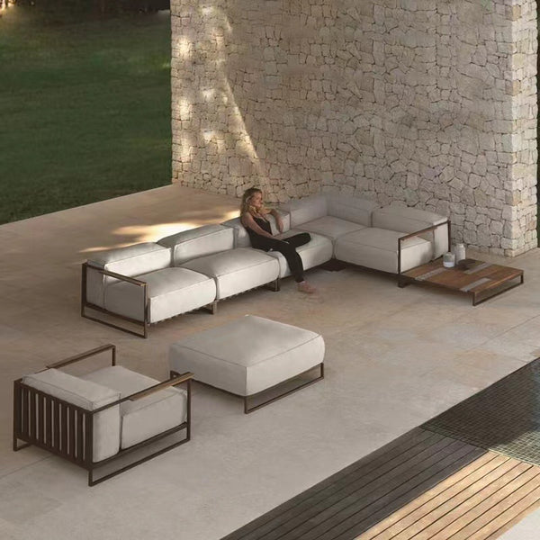 Outdoor rattan sofa seat hotel project aluminum alloy villa courtyard garden terrace sofa chair combination