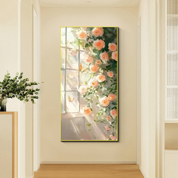 Nordic cream style flower porch decorative painting high sense of entry door hanging painting light French corridor aisle mural