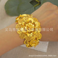Middle eastern dubai gold women's statement flower bracelet, adjustable size brazilian wedding bridal party gift