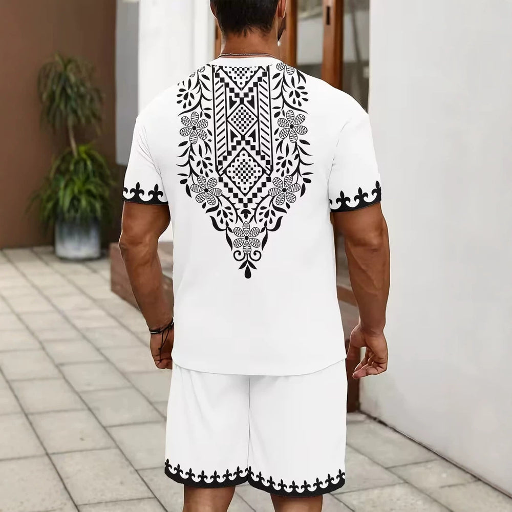 men's short-sleeve and shorts set, casual sportswear set, 3d printed cross-border hot seller, dropshipping available