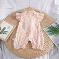 summer new floral baby romper with flutter sleeves - fresh and trendy summer outfit for baby girls