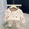 Autumn wintergirlthickened home wear suit baby heattech autumn clothes and long trousers trendy pajamas kids clothes children's clothing