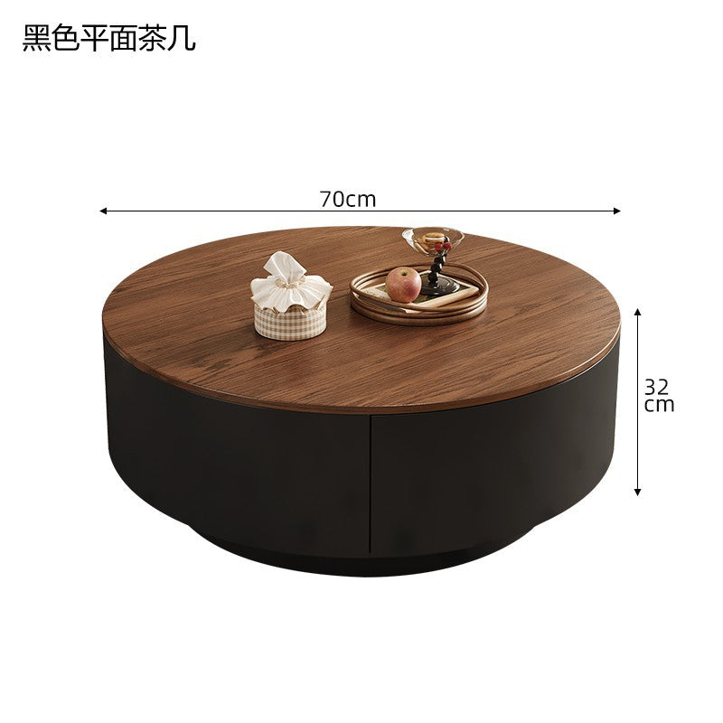 Minimalist mid-century modern round solid wood coffee table for home living room, light luxury small apartment, modern high-end creative combination