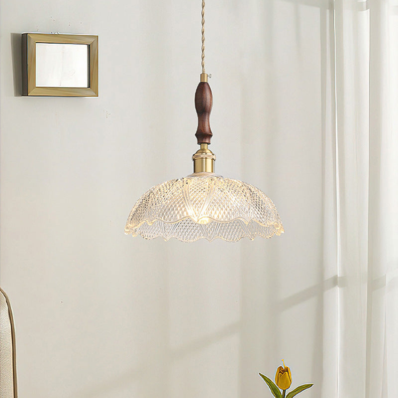 French Internet celebrity three head restaurant lights retro Japanese aluminum glass chandelier walnut dining room dining table bar lighting