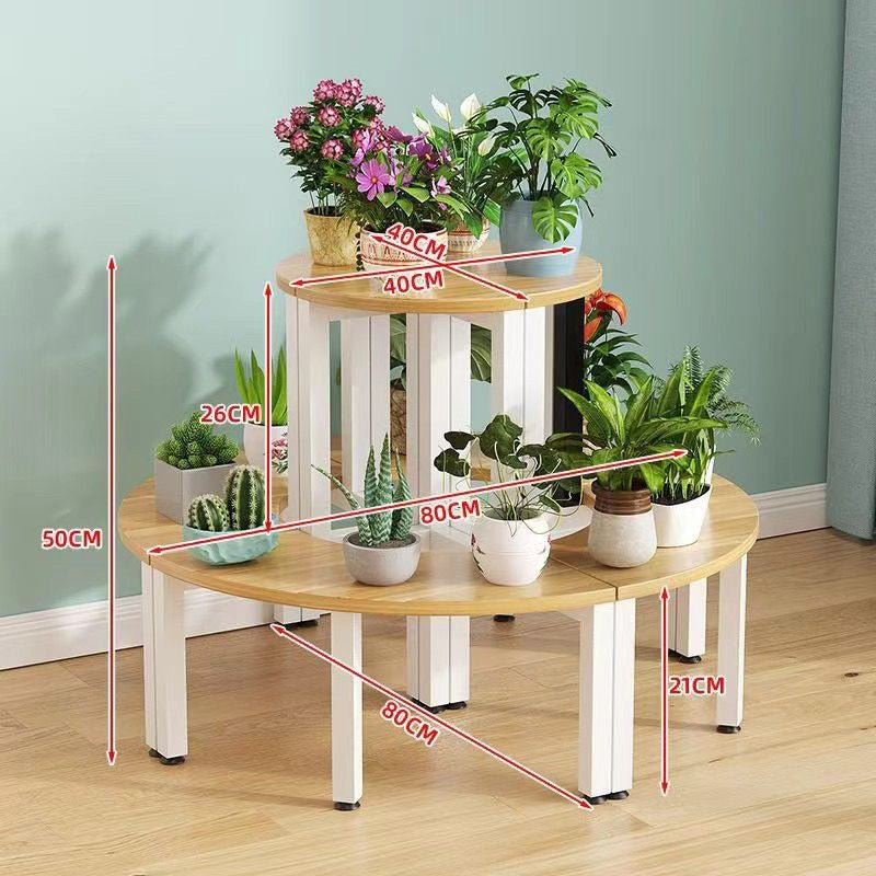 Solid wood corner flower shelf, multi-layered indoor space-saving floor-standing balcony wooden plant flower pot rack storage