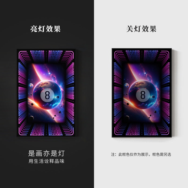 Trend billiard room luminous decorative painting imitation abyss mirror cyberpunk astronaut hanging painting billiard hall luminous lamp painting