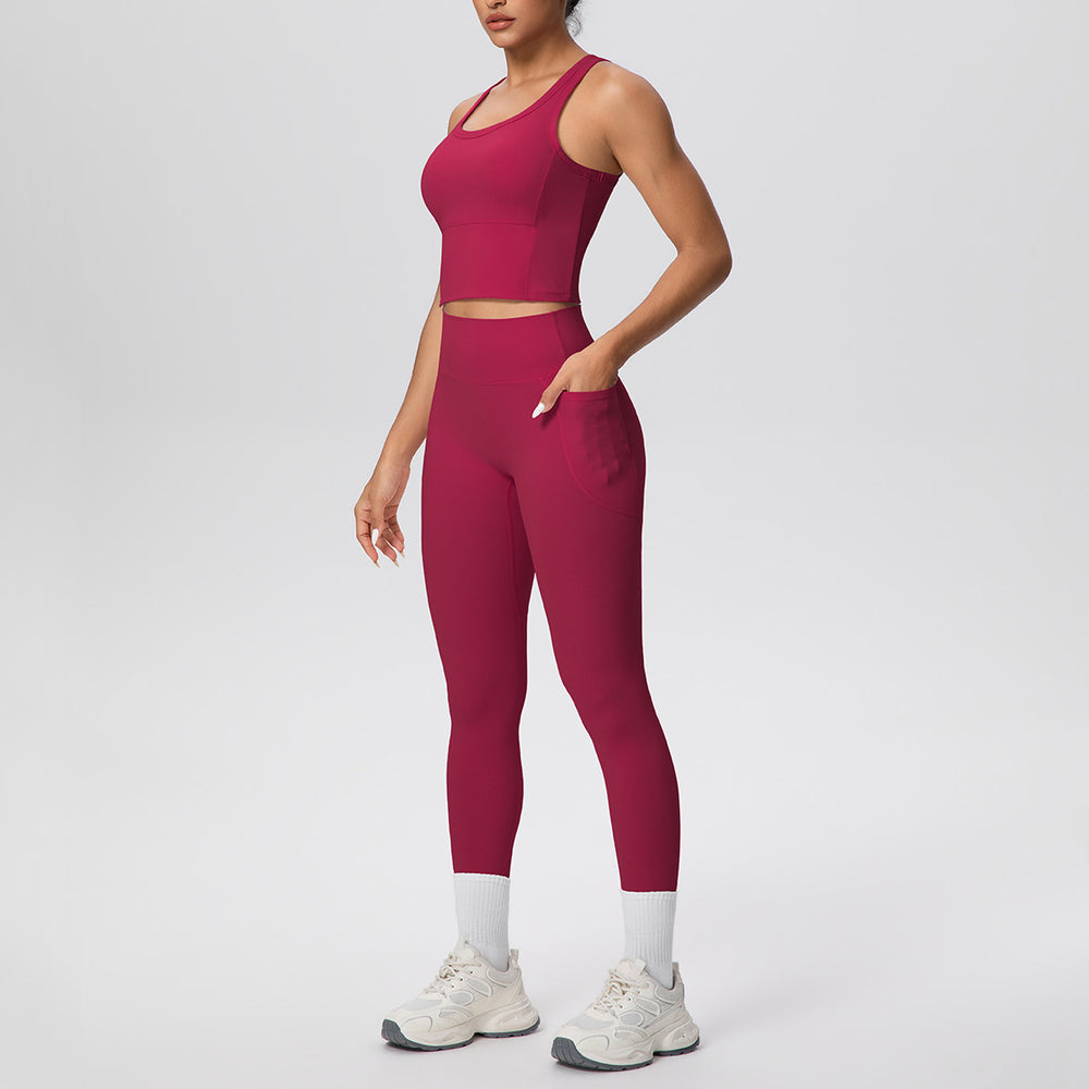 new cloud-feel quick-dry high-waisted pocket leggings with beautiful back design - yoga, outdoor running, and fitness activewear set for women