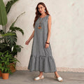 European and american cross-border  summer new sleeveless casual designer a-line maxi dress for women