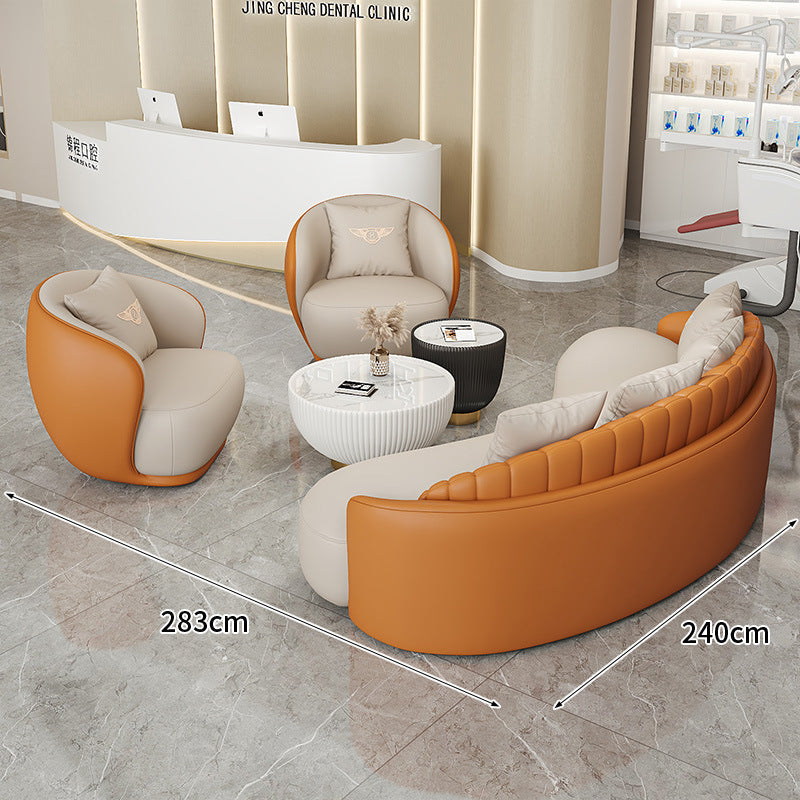 Cream style normcore slate leather corner table modern living room round small apartment size round coffee table sofa combination
