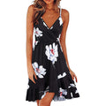 summer new european and american style sexy fashion v-neck cami dress sleeveless backless printed dress