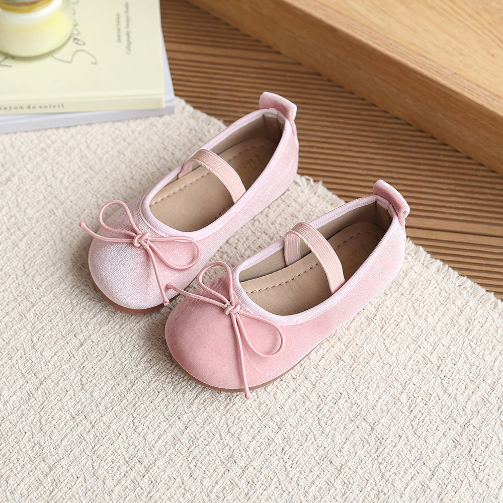 Vancahao girls' korean style princess shoes,  spring new collection, bowknot loafers, stylish and chic baby flats