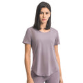 Factory direct summer new arrival: women's loose-fit brushed yoga short-sleeve top - breathable activewear for running and fitness (ds075)