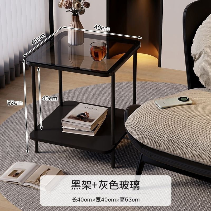 Small apartment simple accessible luxury coffee table bedside table square corner table metal frame small side table sofa side small table