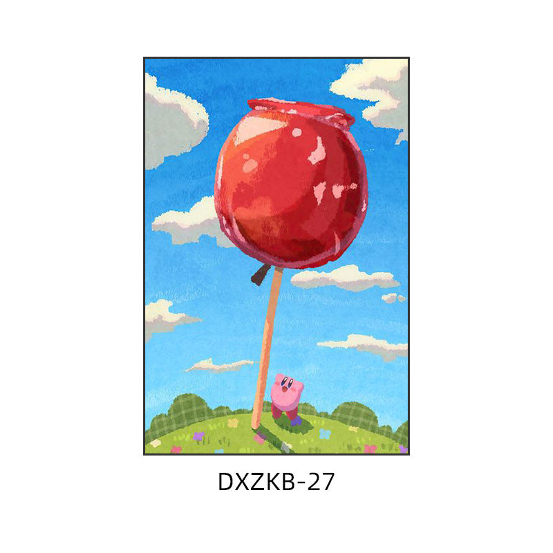 Star Kirby decorative painting pink girl bedroom children's room hanging painting cartoon animation cute princess bedside mural