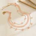 Flower beaded necklace wholesale european and american cross-border autumn and winter accessories multi-layered niche stylish women's rice bead sweater chain