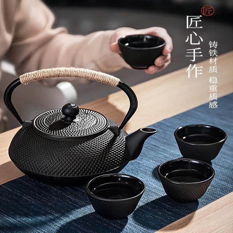 Iron kettle small ding cast iron teapot wholesale stove tea pot retro japanese style water kettle tea set suit wholesale