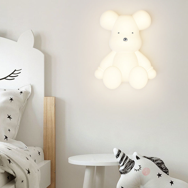 Wall lamp bedroom bedside lamp modern minimalist creative cartoon children's room led lamp Nordic Internet celebrity bear wall lamp