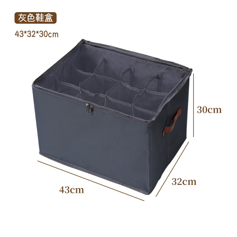 Cross-border storage box Foldable fabric with cover Dust-proof shoes storage box Multifunctional grid sundries storage box