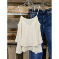 Women's new summer casual minimalist solid color double-layer design loose tank top